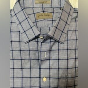 John Nordstrom Blue & White Plaid Traditional Fit LongSleeve Men’s Shirt